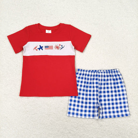 Baby Boys 4th Of July Flag Red Shirts Summer Shorts Clothes Sets