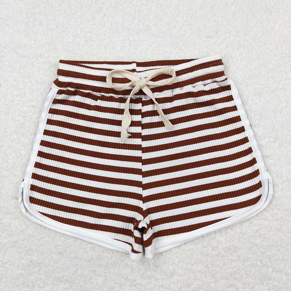 Baby Girls Brown Stripes Summer Sports Design Shorts