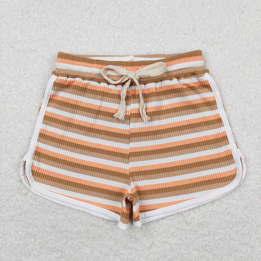 Baby Girls Pink Brown Stripes Summer Sports Design Shorts
