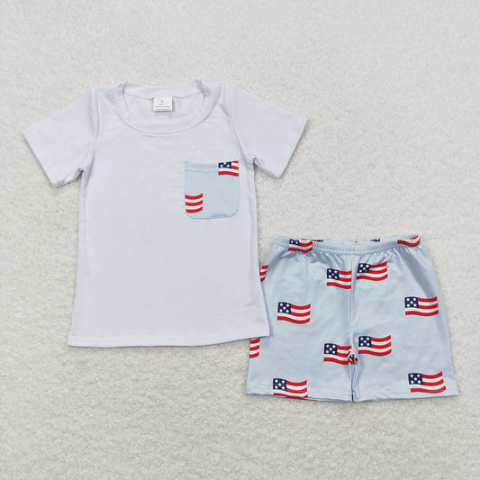 Baby Boys Girls 4th Of July Flags Sibling Rompers Clothes Sets