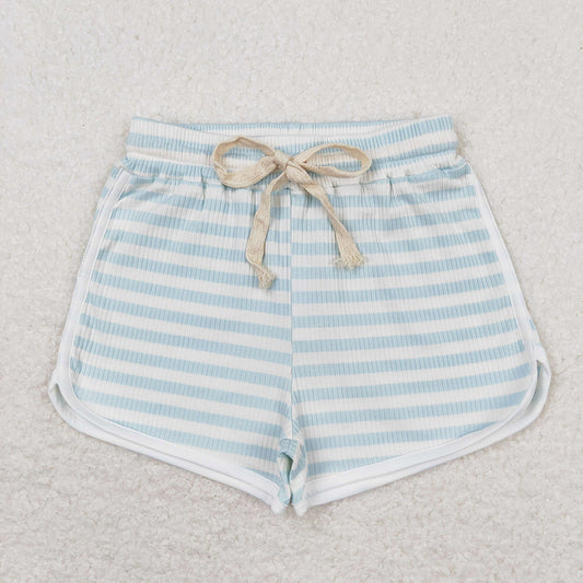 Baby Girls Blue Stripes Summer Sports Design Shorts