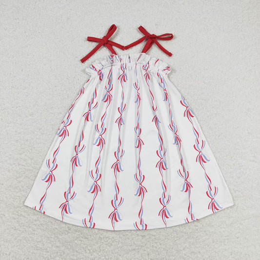Baby Girls Bows Straps 4th Of July Knee Length Dresses