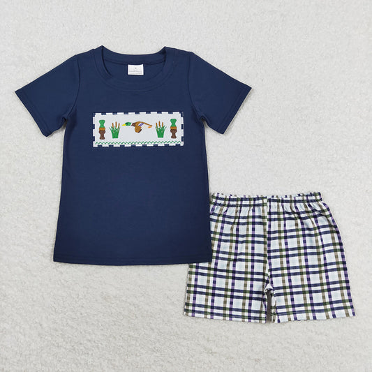 Baby Boys Ducks Shirt Top Gingham Shorts Outfits Clothes Sets