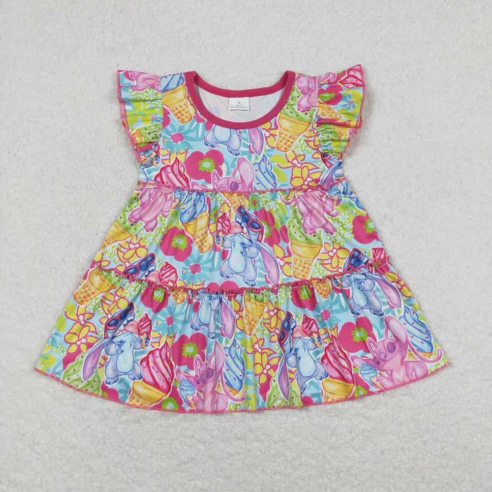 Baby Girls Flutter Sleeve Cartoon Mouse Tunic Tops