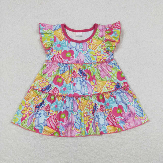 Baby Girls Flutter Sleeve Cartoon Mouse Tunic Tops