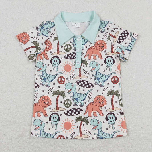 Baby Boys Dinosaurs Short Sleeve Buttons Tee Shirts Tops
