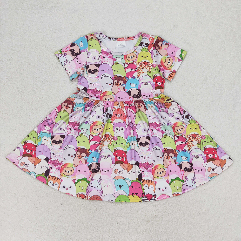 Baby Girls Cartoon Animal Twirl Knee Length Dresses