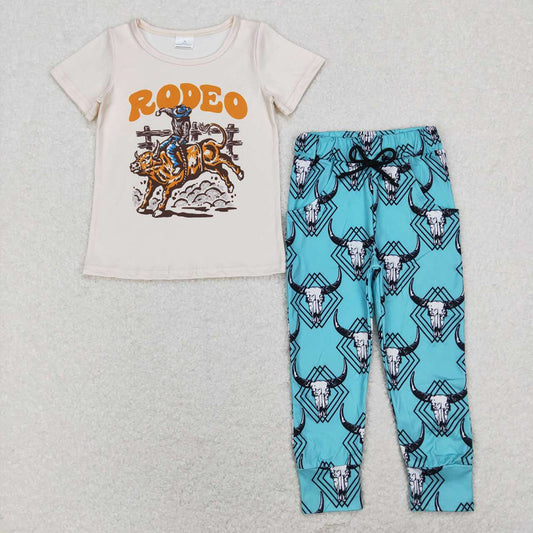 Baby Boys Rodeo Shirt Blue Cow Pants Western Clothes Sets