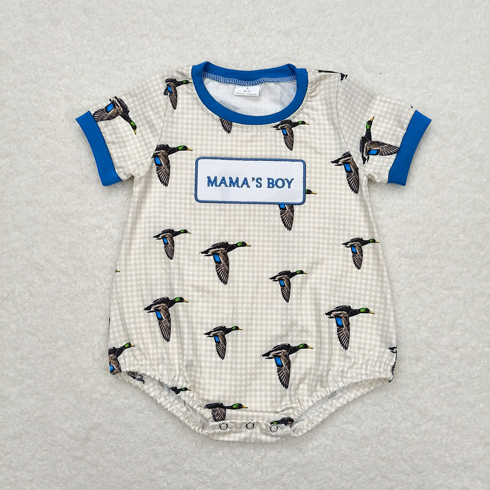 Baby Infant Boys Mama's Boy Duck Short Sleeve Rompers