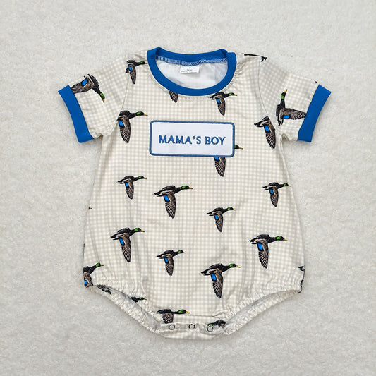 Baby Infant Boys Mama's Boy Duck Short Sleeve Rompers