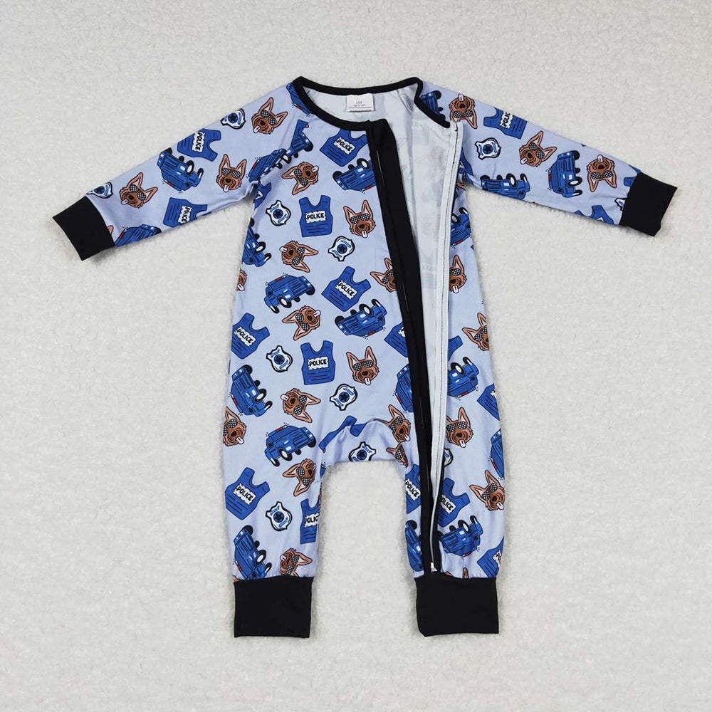 Baby Infants Boys Dogs Zip Long Sleeve Rompers