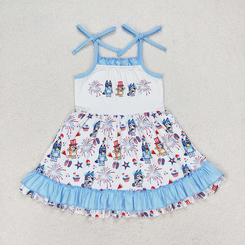 Baby Girls 4th Of July Dog Sibling Dresses Sets