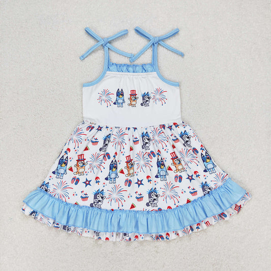 Baby Girls 4th Of July Dog Sibling Dresses Sets