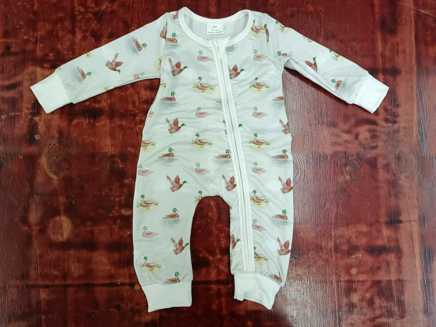 Infant Baby Toddler Grey Mallard Ducks Hunting Zip Rompers preorder(moq 5)