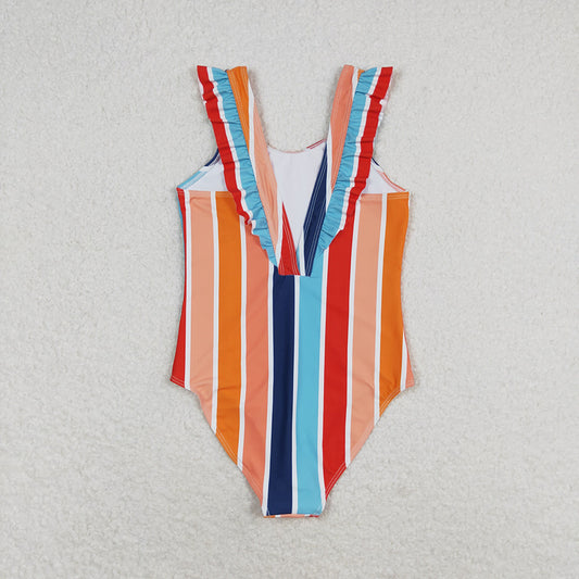 Baby Girls Summer Stripes Sleeveless One Piece Swimsuits