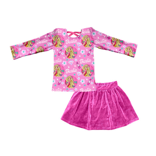 Baby Girls Pink Doll Shirt Skirt 2pcs Clothing Sets preorder(moq 5)