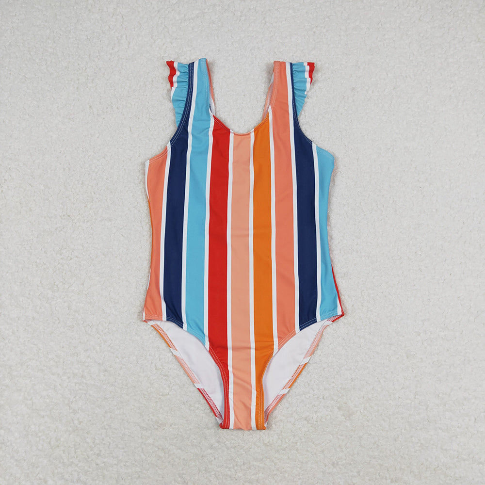 Baby Girls Summer Stripes Sleeveless One Piece Swimsuits