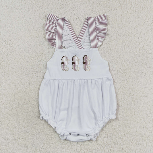 Baby Girls Sea Horse Flutter Sleeve Summer Rompers