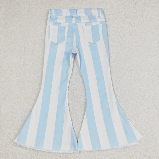 Baby Girls Blue Stripes Bell Flare Denim Pants