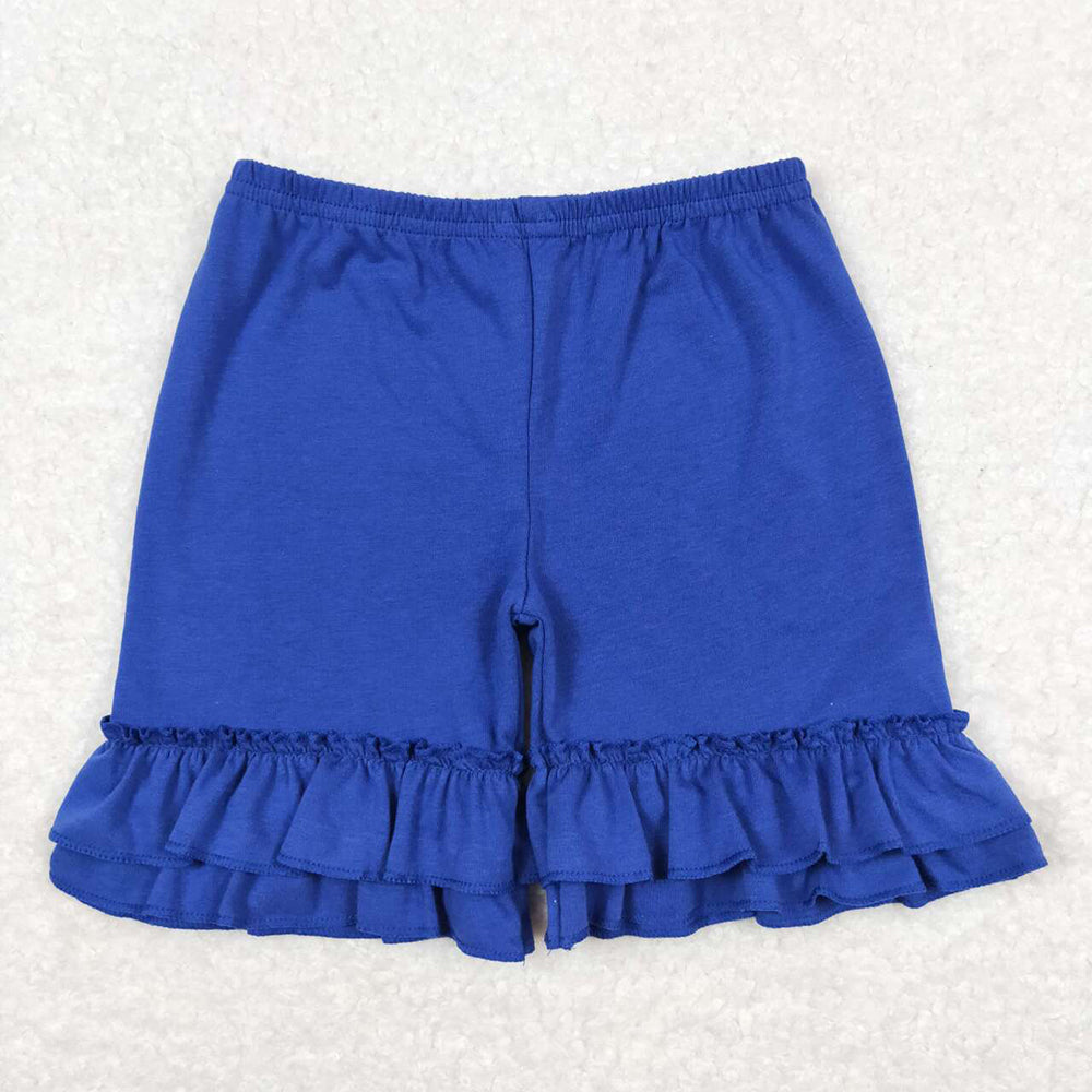 Baby Girls Summer Blue Cotton Double Ruffle Shorts