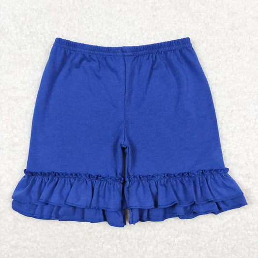 Baby Girls Summer Solid Color Cotton Double Ruffle Shorts