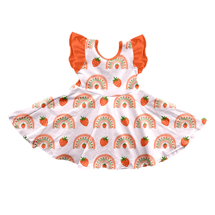 Baby Girls Red Strawberry Rainbow Flutter Sleeve Twirl Dresses preorder(moq 5)