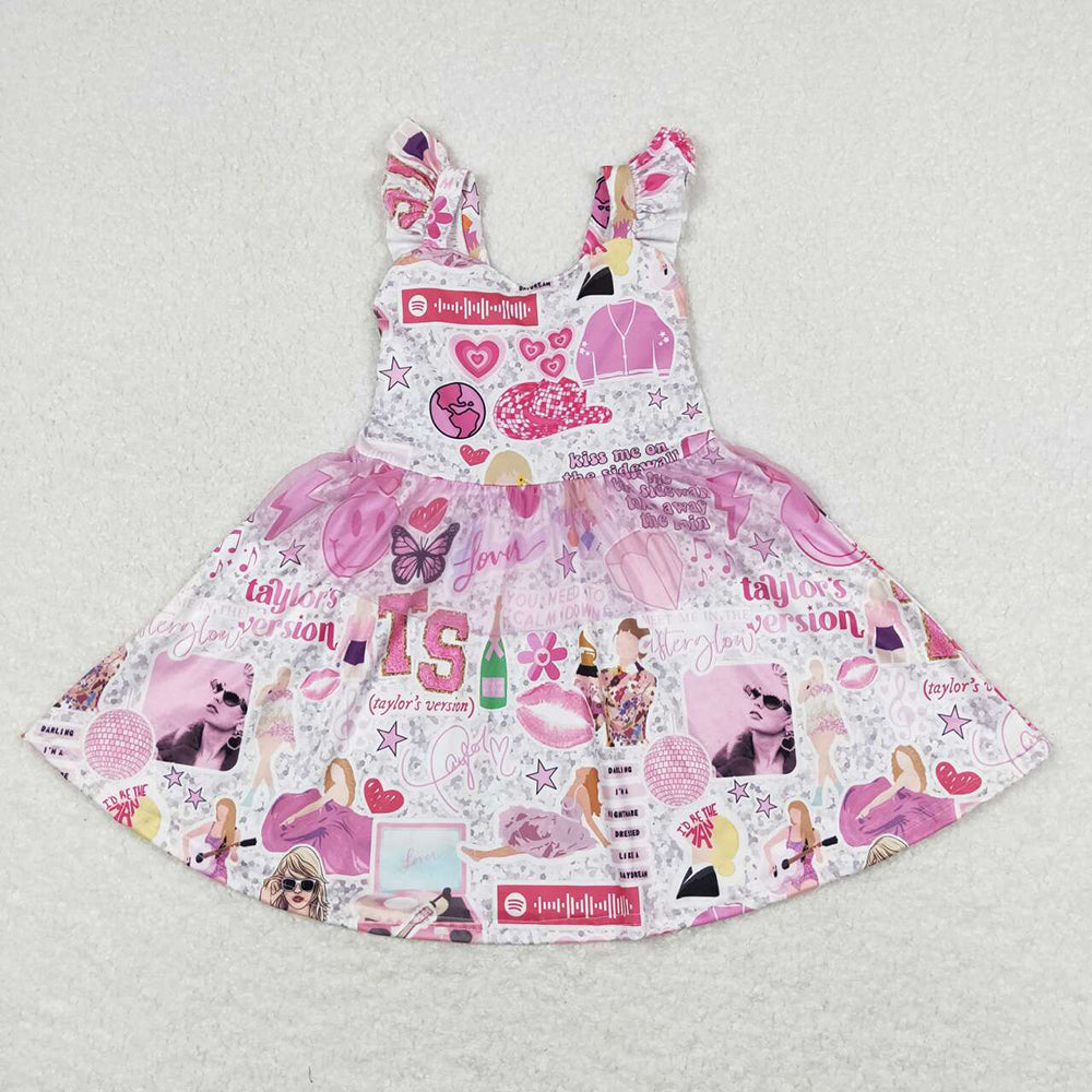 Baby Girls Sleeveless Straps Tutu Singer Knee Length Dresses