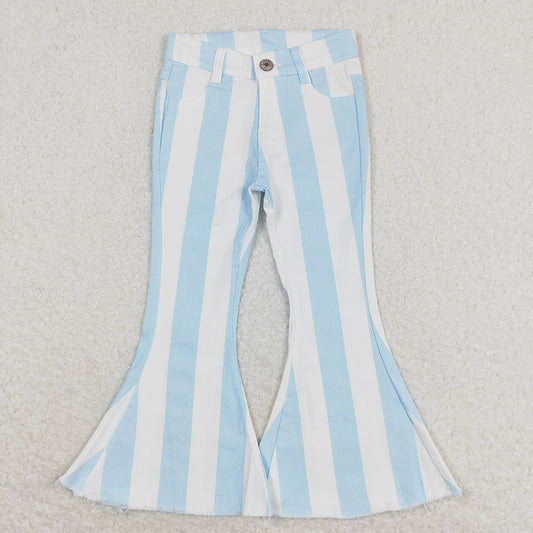 Mommy and Me Baby Girls Blue Stripes Bell Flare Denim Pants