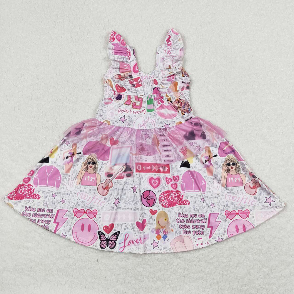 Baby Girls Sleeveless Straps Tutu Singer Knee Length Dresses