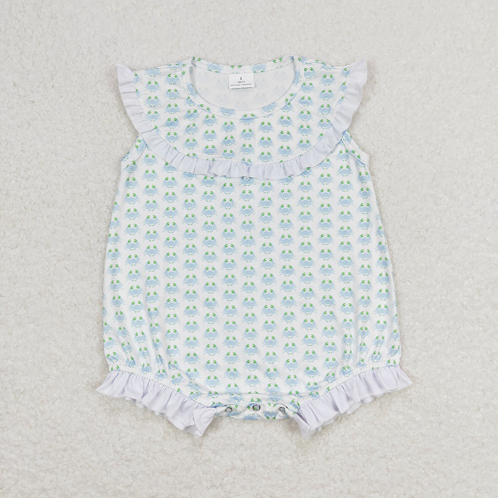 Baby Infant Girls Crabs Sleeveless Rompers