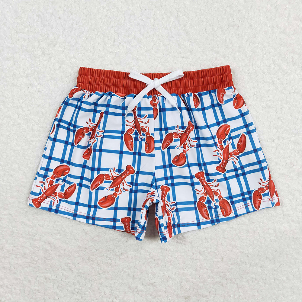 Baby Boys Summer Crawfish Plaid Trunks Swimsuits Swimwear