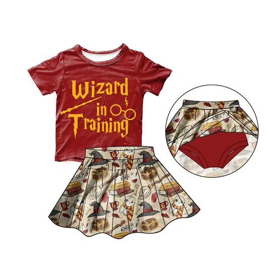 Baby Girls Cartoon Panda Magic Shirt Bummie Skirts Outfits Sets Preorder (moq 5)