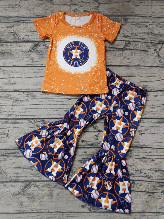 Baby Girls Astros Shirt Top Bell Pants Clothes Sets preorder (moq 5)