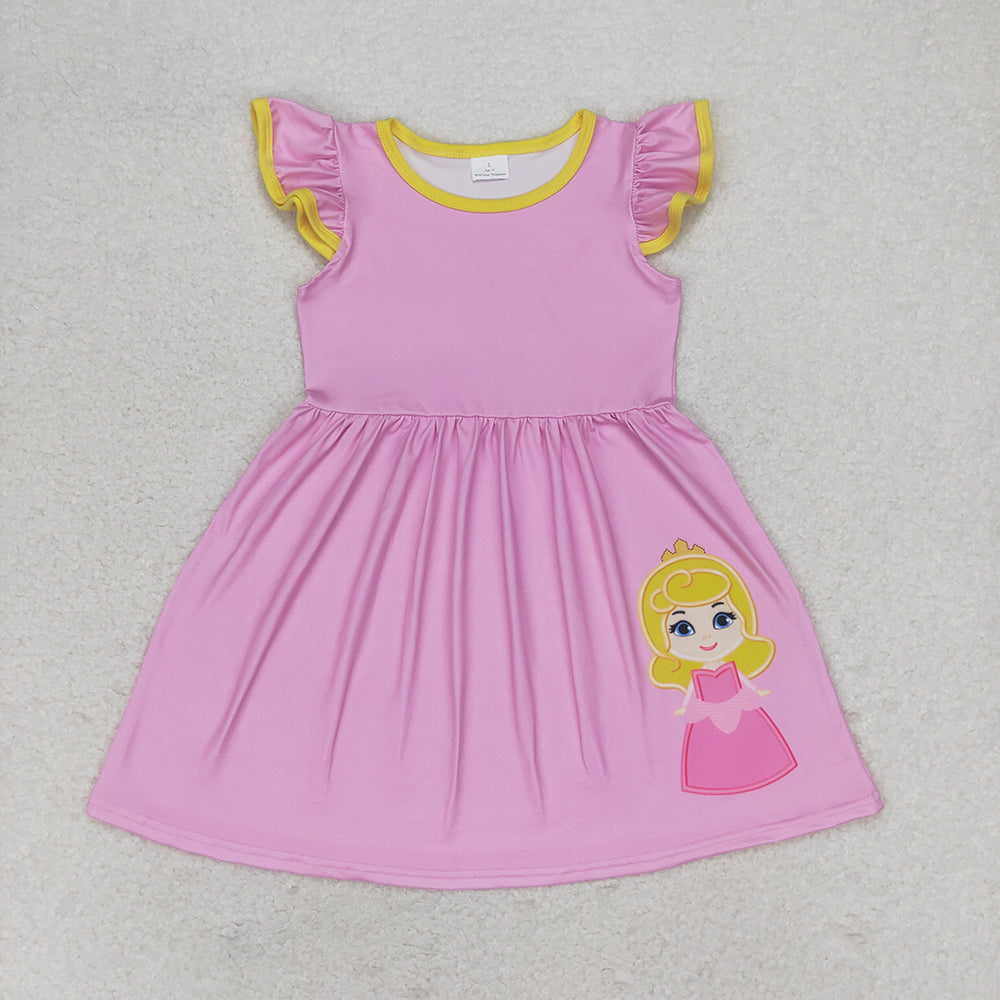 Baby Girls Pink Princess Flutter Sleeve Knee Length Dresses