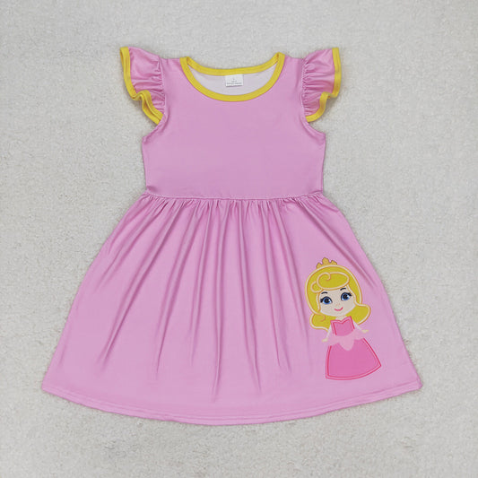 Baby Girls Pink Princess Flutter Sleeve Knee Length Dresses