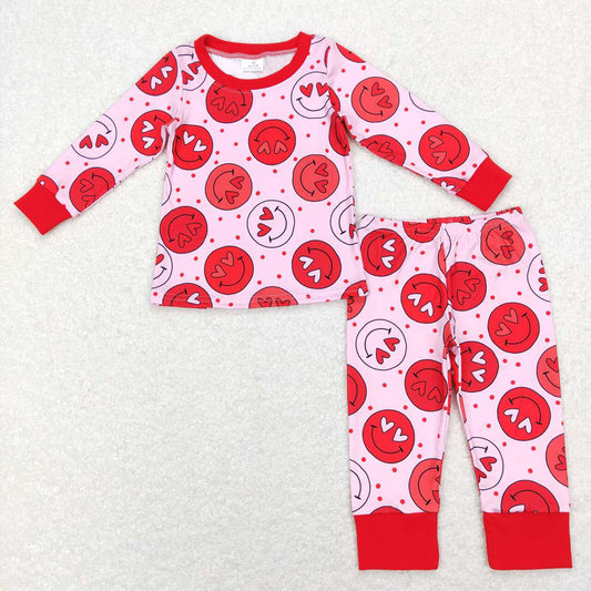 Baby Girls Valentines Pink Red Smile Shirts Pants Pajamas Clothes Sets