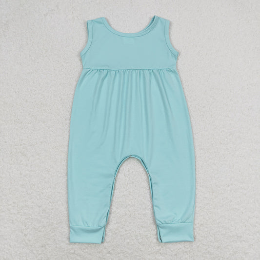 Baby Infant Girls Aqua Sleeveless Summer Rompers