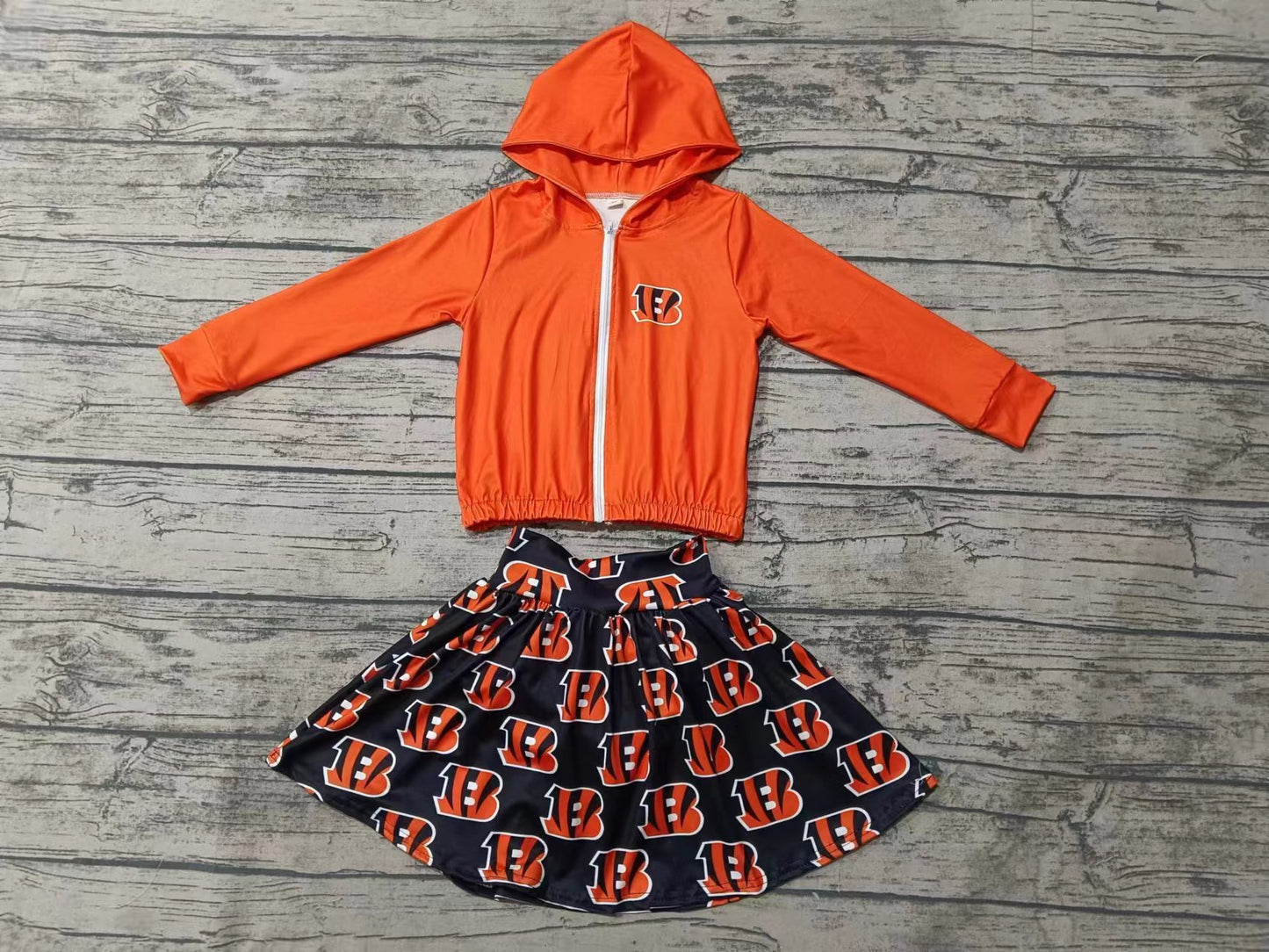 Baby Girls Bengal Team Hooded Top Skirts Clothes Sets preorder(moq 5)