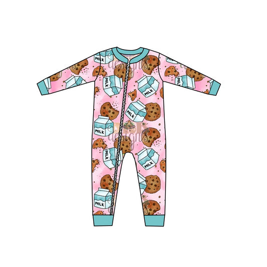 Baby Girls Milk Cookie Zip Long Sleeve Rompers preorder(moq 5)