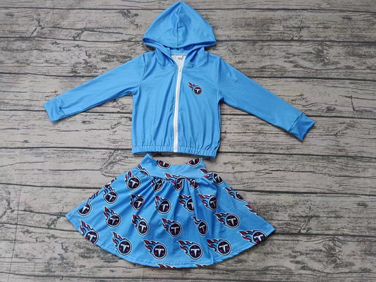 Baby Girls T Blue Team Hooded Top Skirts Clothes Sets preorder(moq 5)