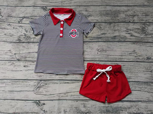 Baby Boys Stripes Ohiostate Team Tee Shorts Clothes Sets Preorder(moq 5)