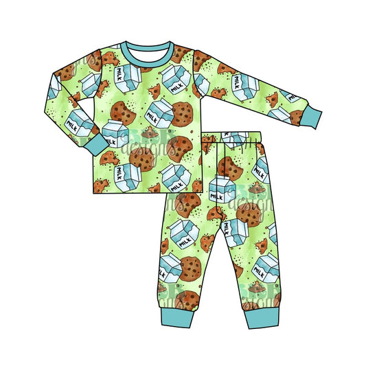 Baby Boys Green Milk Cookie Pajamas Clothing Sets preorder(moq 5)