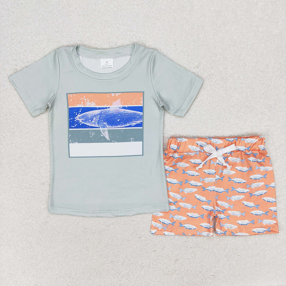 Baby Boys Shark Short Sleeve Tee Shirts Tops Shorts Clothes Sets