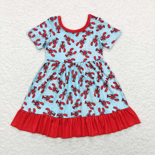 Baby Girls Short Sleeve Crayfish Ruffle Dresses