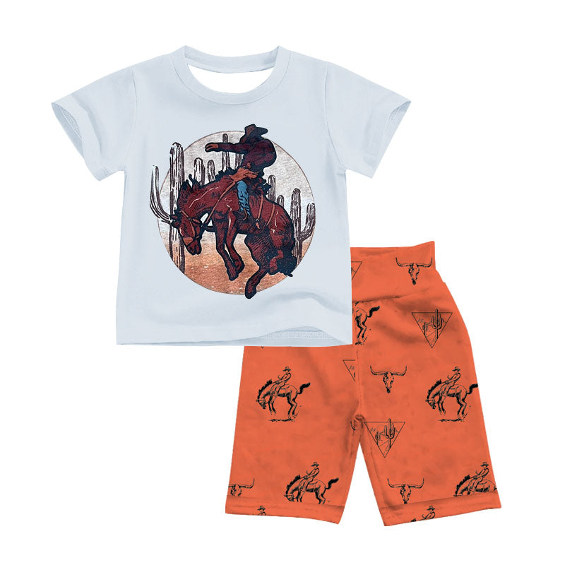 Baby Boys Horse Cactus Tee Top Shorts Clothes Sets preorder(moq 5)