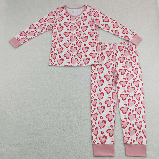 Adult Women Pink Hearts Valentines Top Pants Pajamas
