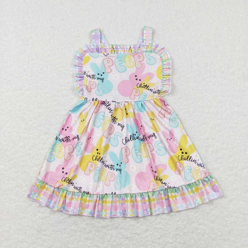 Baby Girls Colorful Easter Bunnies Knee Length Dresses