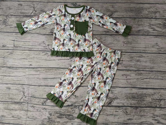 Baby Girls Duck Pocket Top Pants Pajamas Sets Preorder(moq 5)