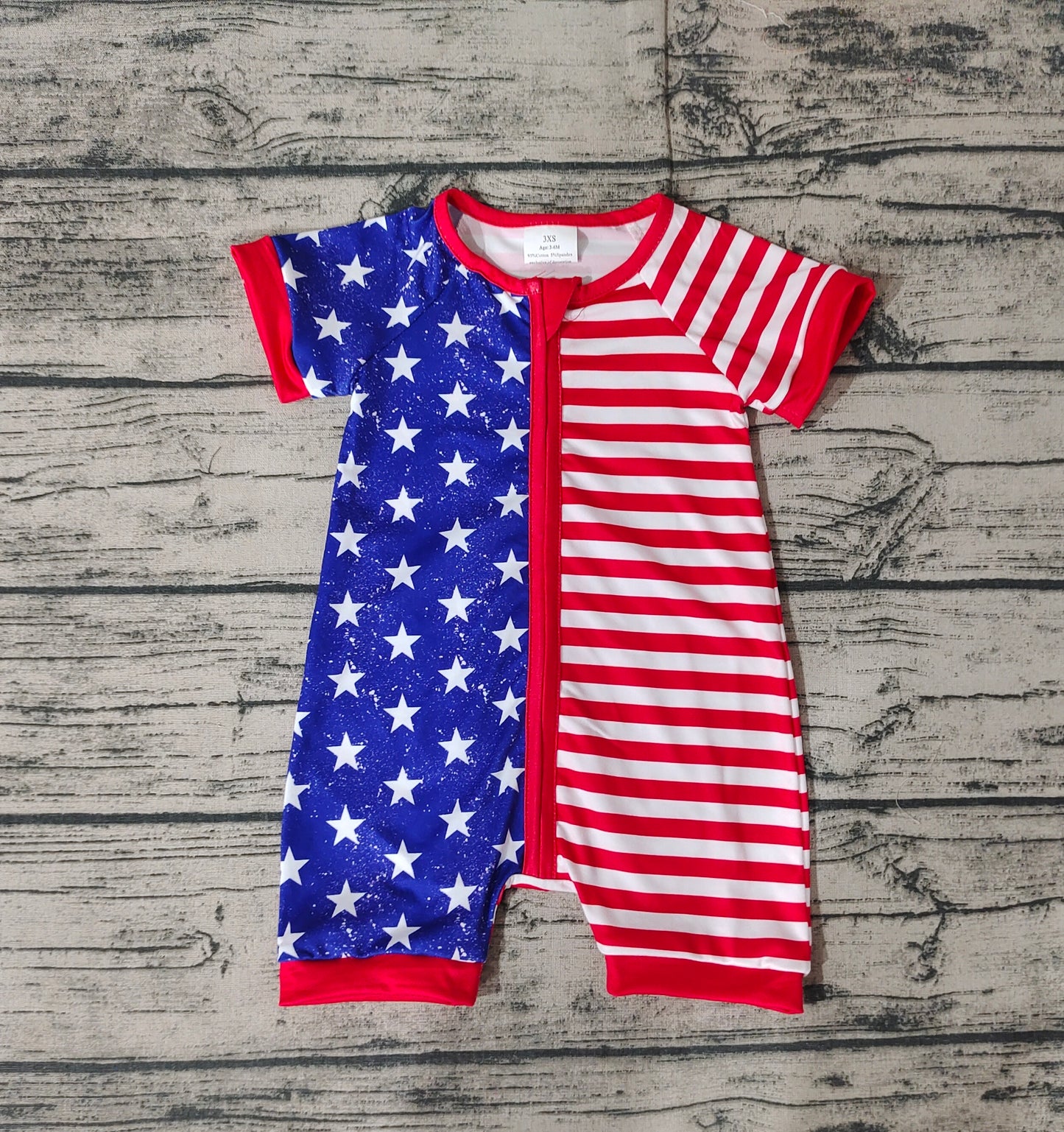 Baby Infant Boys Toddler 4th Of July Star Red Stripes Short Sleeve Rompers