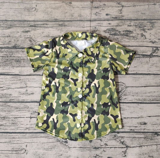 Baby Boys Toddler Green Camo Buttons Tee Shirts Tops